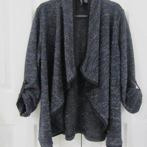 New Direction Open Front Knit Blues&Red Sweater 2X